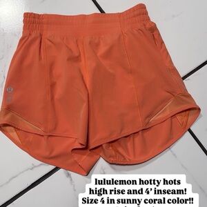 lululemon athletica Vibrant Orange Athletic Shorts